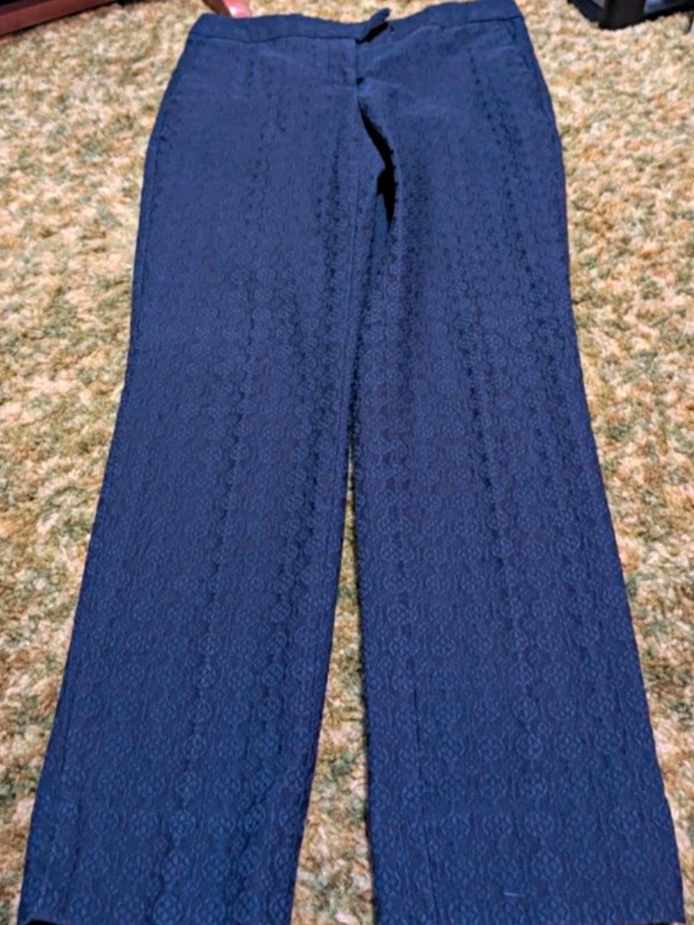Kenar Navy Wide-Leg Textured Pants